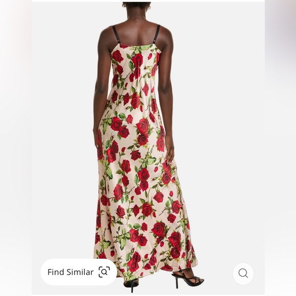 New L'AGENCE Venice Cowl Lace Neck Silk Gown in Sand Silk Romantic Rose. - Picture 2 of 9